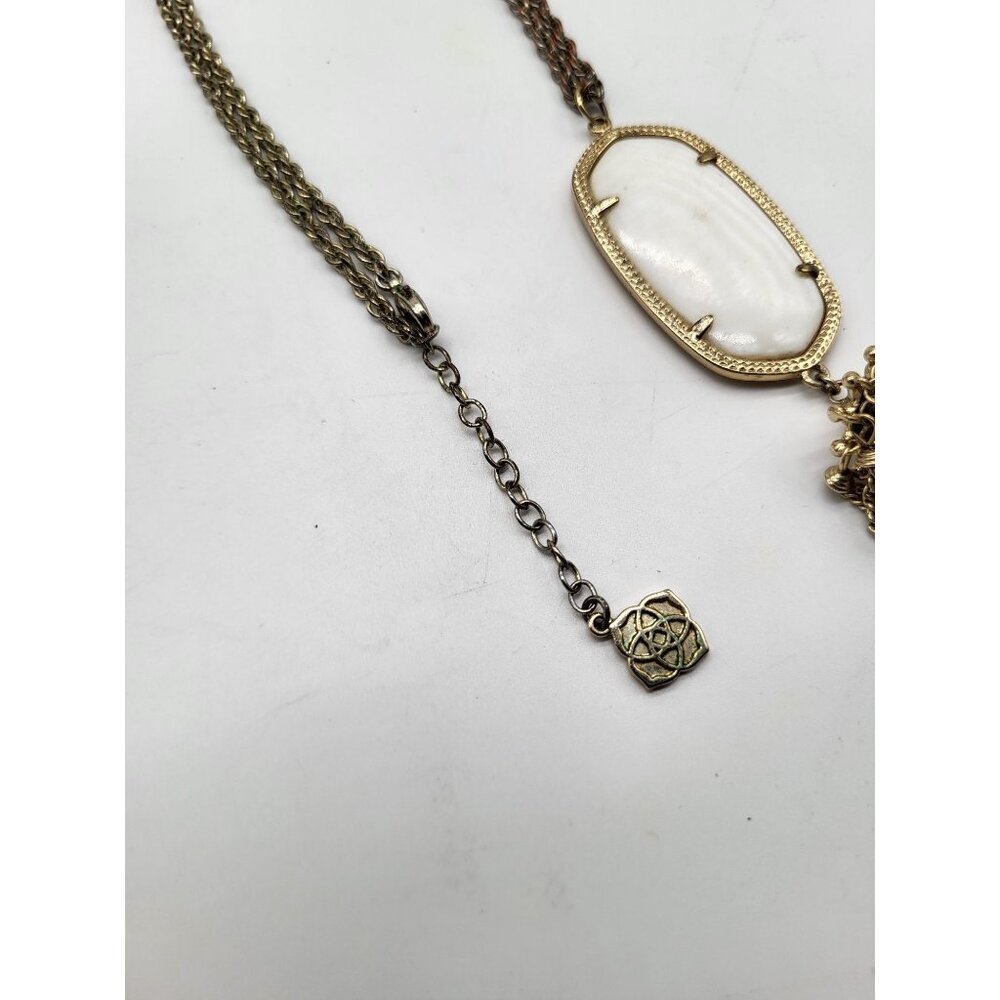 KENDRA SCOTT LONG PENDANT TASSEL NECKLACE IVORY PEARL GOLD TONE - Picture 7 of 13